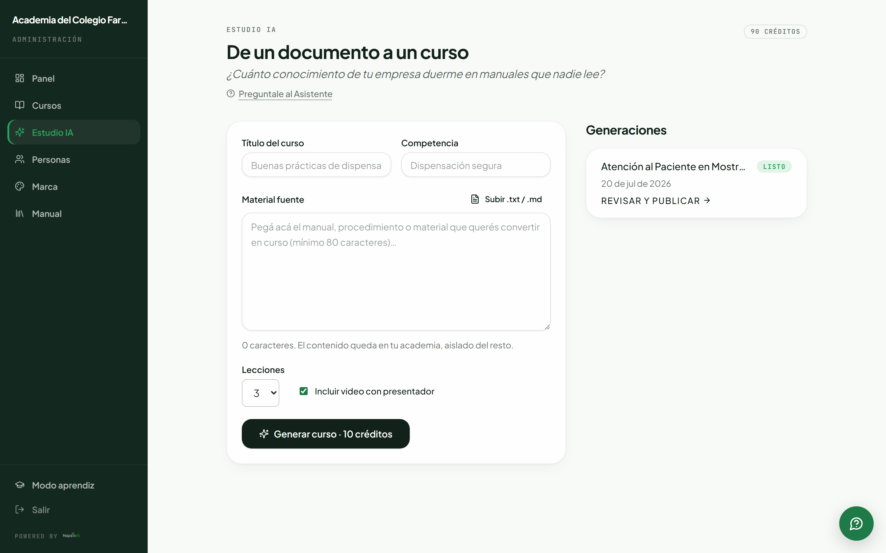 Estudio IA: de un documento a un curso