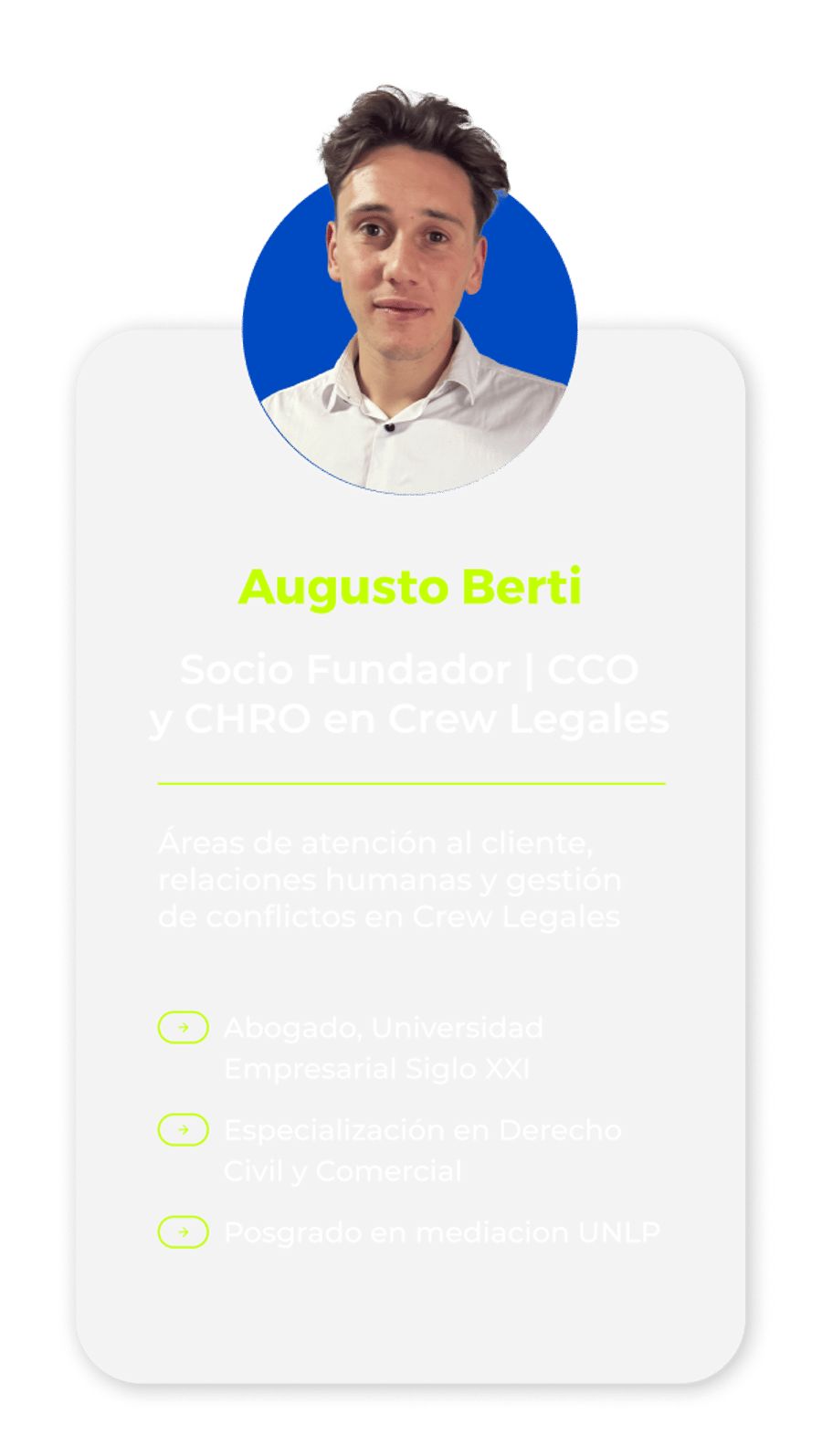 Augusto Berti — Socio Fundador | CCO & CHRO en Crew Legales