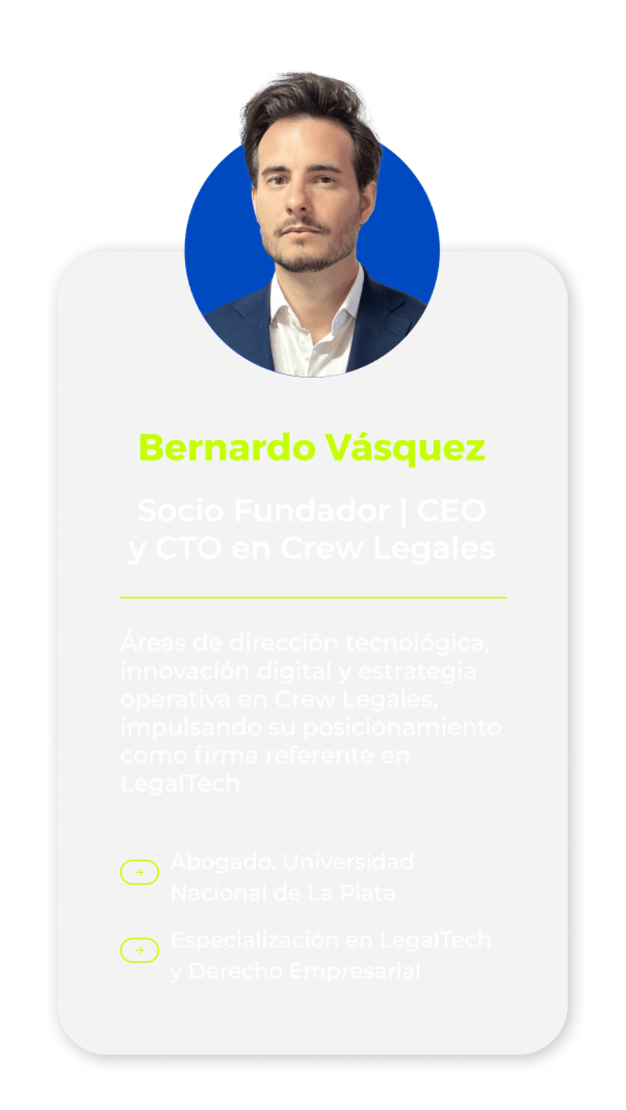 Bernardo Vasquez — Socio Fundador | CEO & CTO en Crew Legales