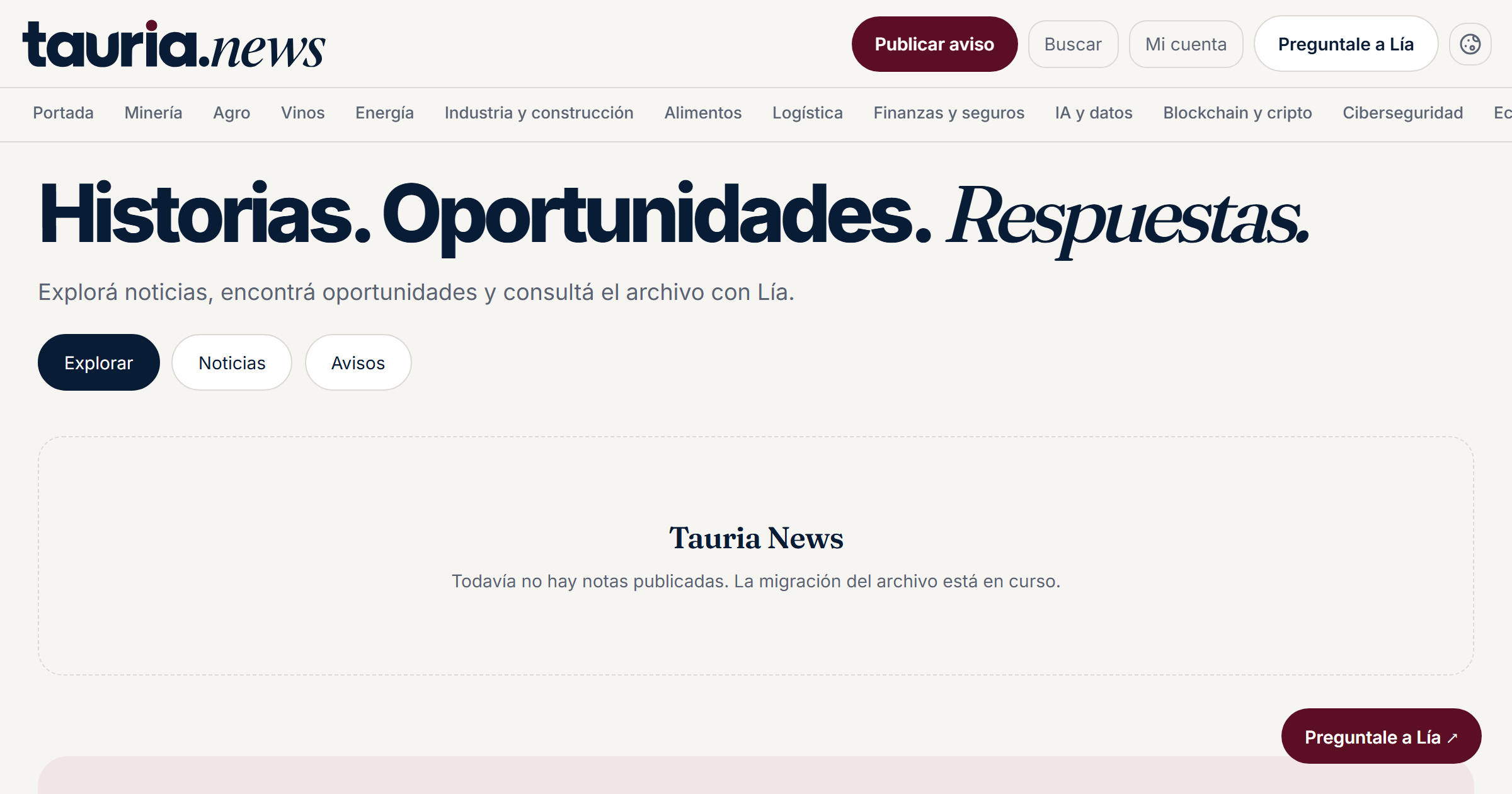 Tauria News — portada con noticias y clasificados
